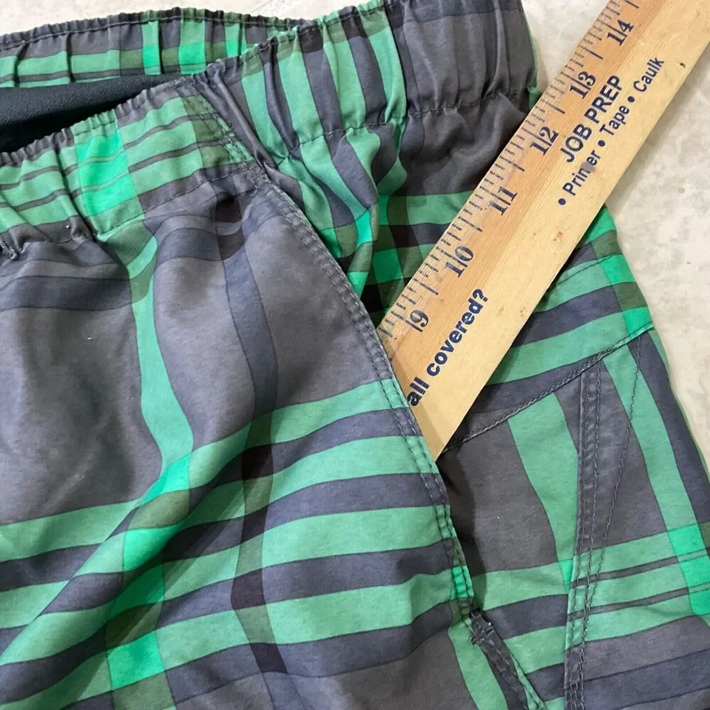 The North Face Men's M Green Plaid Hybrid Golf Swim Casual Shorts belted